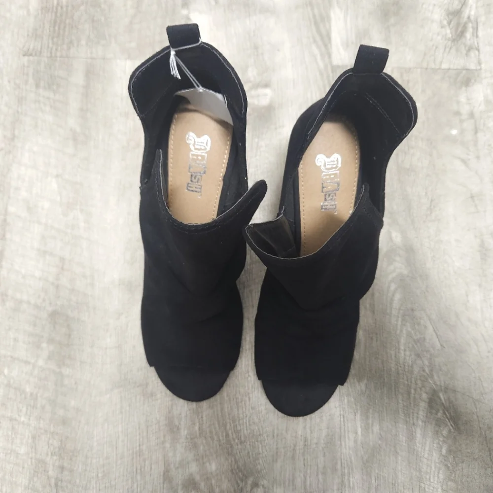 Women's Slip-On Open Toe Peep Toe Ankle Boots Suede Black - Size 8.5 *NWT* - Picture 5 of 9